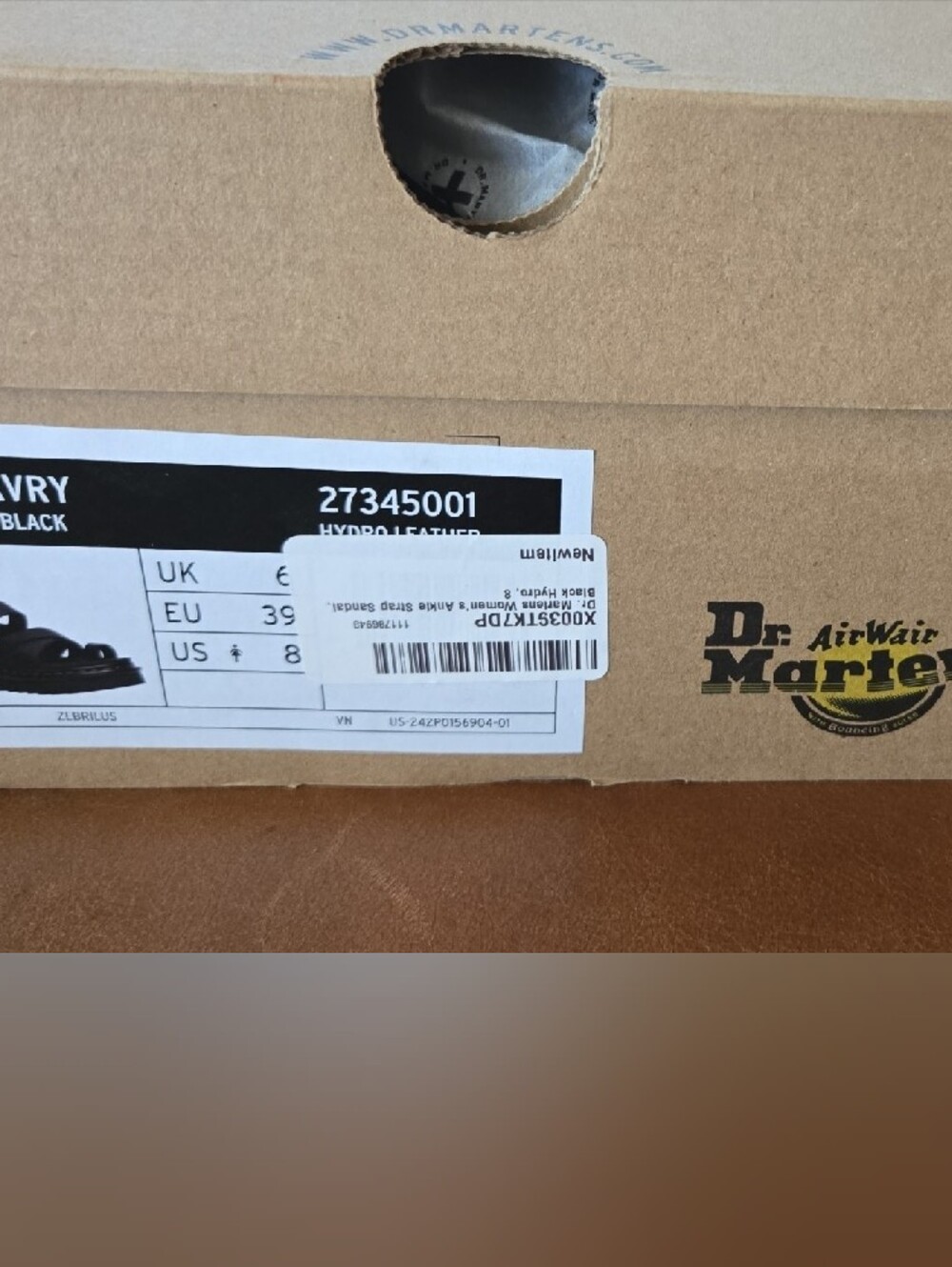 NIB Dr. Martens Avry Hydro Leather Black Platform Sandal - Picture 3 of 3